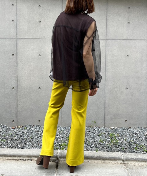 mi via loca（ミヴィアロカ）の「チュールバンドカラーシャツ（シャツ/ブラウス・レディース・ブラック/オフホワイト/ブルーグリーン・FREE）」の5枚目の写真