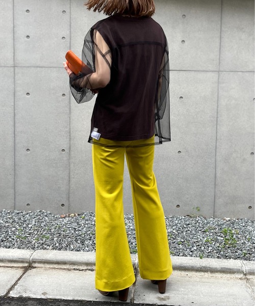 mi via loca（ミヴィアロカ）の「チュールバンドカラーシャツ（シャツ/ブラウス・レディース・ブラック/オフホワイト/ブルーグリーン・FREE）」の8枚目の写真