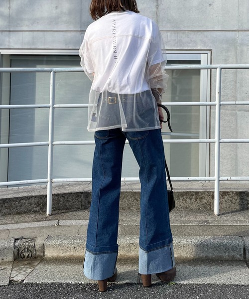 mi via loca（ミヴィアロカ）の「チュールバンドカラーシャツ（シャツ/ブラウス・レディース・ブラック/オフホワイト/ブルーグリーン・FREE）」の14枚目の写真