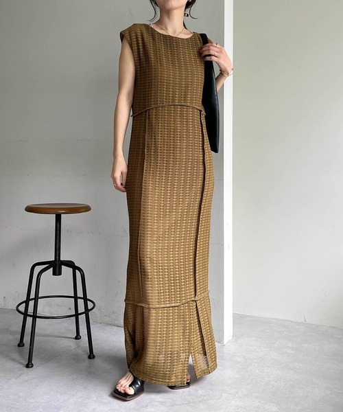 AGAWD（アガウド）の「〈AgAwd/アガウド〉メッシュブロッキングワンピース（ワンピース・レディース・ブラック/ベージュ・FREE）」の2枚目の写真