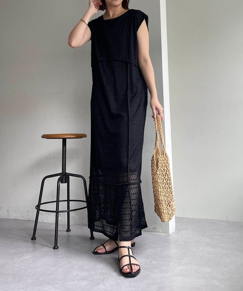 AGAWD（アガウド）の「〈AgAwd/アガウド〉メッシュブロッキングワンピース（ワンピース・レディース・ブラック/ベージュ・FREE）」の8枚目の写真