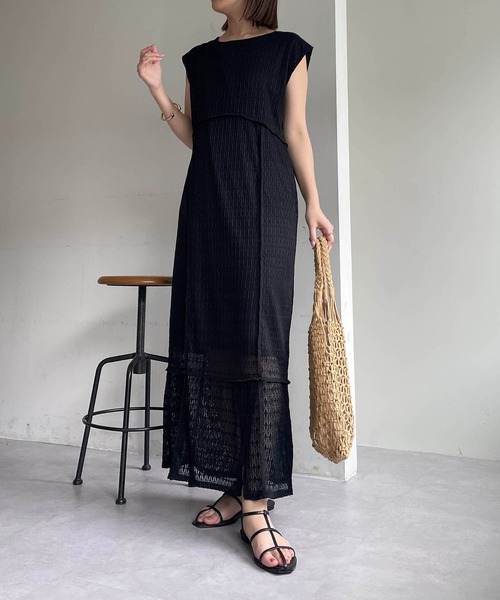 AGAWD（アガウド）の「〈AgAwd/アガウド〉メッシュブロッキングワンピース（ワンピース・レディース・ブラック/ベージュ・FREE）」の14枚目の写真