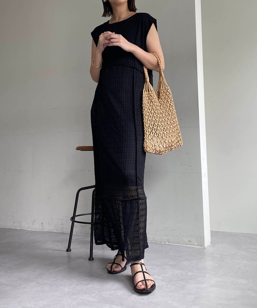 AGAWD（アガウド）の「〈AgAwd/アガウド〉メッシュブロッキングワンピース（ワンピース・レディース・ブラック/ベージュ・FREE）」の3枚目の写真