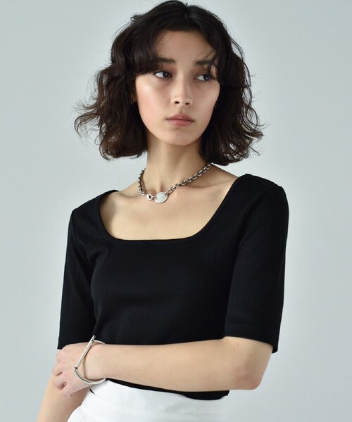 CODE A（コードエー）の「2way ribbon tops（Tシャツ/カットソー・レディース・黄緑系/ブラック・00）」の6枚目の写真