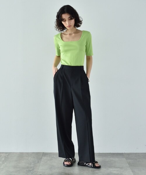 CODE A（コードエー）の「2way ribbon tops（Tシャツ/カットソー・レディース・黄緑系/ブラック・00）」の12枚目の写真