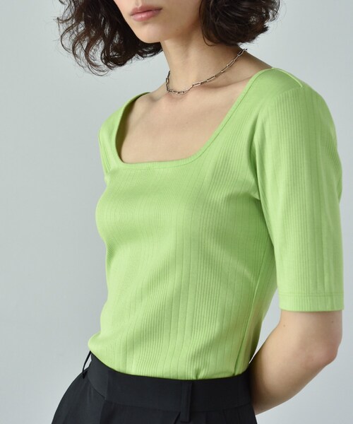 CODE A（コードエー）の「2way ribbon tops（Tシャツ/カットソー・レディース・黄緑系/ブラック・00）」の13枚目の写真