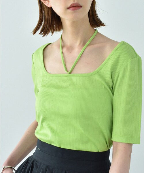 CODE A（コードエー）の「2way ribbon tops（Tシャツ/カットソー・レディース・黄緑系/ブラック・00）」の21枚目の写真