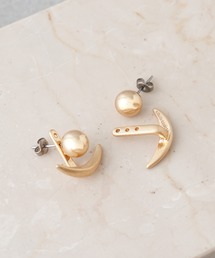 BIRTHDAY BAR | 【LIMITED NUMBER】 マットメタル クレッセントムーン ドロップピアス(ピアス(両耳用))