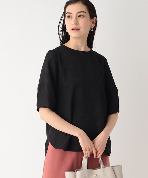 シアーチェックランタンスリーブブラウス【洗える/イージーケア】