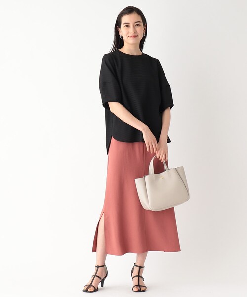 シアーチェックランタンスリーブブラウス【洗える/イージーケア】