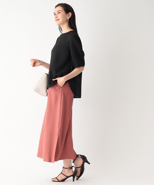 シアーチェックランタンスリーブブラウス【洗える/イージーケア】