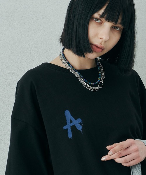 AIVER(アイバー)の「AIVER A ブラックS/SビッグTEE(Tシャツ/カットソー・メンズ・ブラック×ブルー/ブラック×ピンク/ブラック×ホワイト/ブラック×グレー・LARGE/SMALL/MEDIUM)」の16枚目の写真