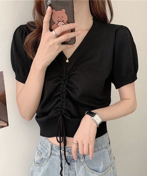 gossip!ロサンゼルス(ゴシップロサンゼルス)の「ドロストスタイル・サマーニット(ニット/セーター・レディース・ブルー/ブラック/ホワイト・FREE)」の8枚目の写真