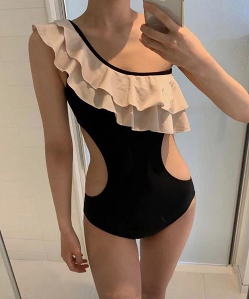 Dita Muaj.（ディータムアージュ）の「ワンショルダーオープンバックフリル 水着（水着・レディース・ブラック・M/L/XL）」の7枚目の写真