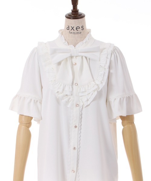 axes femme（アクシーズファム）の「リボン付フリルブラウス（シャツ