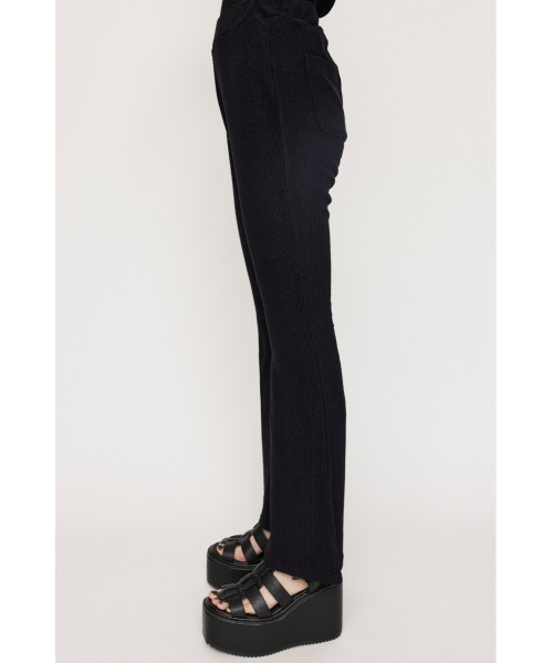 LIGHTLY STRECH パンツ SLY フレア pant 黒 SLY（スライ）の「PLEATS LAYERED FLARE PT プリーツ レイヤード