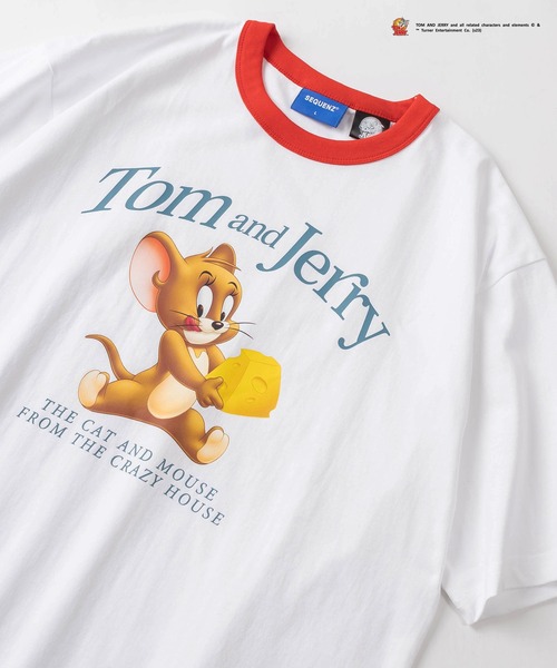 Tom&Jerry(トムアンドジェリー)の「【TOM&JERRY/トムとジェリー】ビッグフォト 3Dタッチ レトロデザイン ビッグシルエット リンガー半袖Tシャツ/ オーバーサイズ(Tシャツ/カットソー・レディース・ブルー/ホワイト×レッド/ホワイト×ブラック/ブラック×ホワイト・S/M/L/XL)」の2枚目の写真
