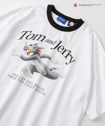 Tom＆Jerry（トムアンドジェリー）の「【TOM＆JERRY/トムとジェリー】ビッグフォト 3Dタッチ レトロデザイン ビッグシルエット リンガー半袖Tシャツ/ オーバーサイズ（Tシャツ/カットソー・メンズ）」