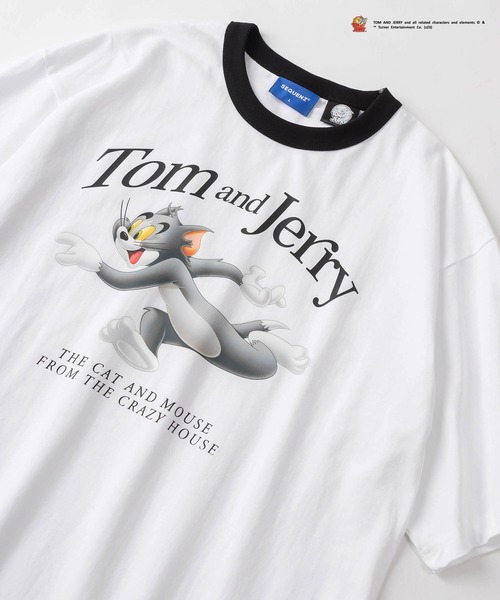 Tom&Jerry(トムアンドジェリー)の「【TOM&JERRY/トムとジェリー】ビッグフォト 3Dタッチ レトロデザイン ビッグシルエット リンガー半袖Tシャツ/ オーバーサイズ(Tシャツ/カットソー・レディース・ブルー/ホワイト×レッド/ホワイト×ブラック/ブラック×ホワイト・S/M/L/XL)」の1枚目の写真
