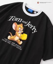 【TOM＆JERRY/トムとジェリー】ビッグフォト 3Dタッチ レトロデザイン ビッグシルエット リンガー半袖Tシャツ/ オーバーサイズ