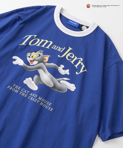 Tom&Jerry(トムアンドジェリー)の「【TOM&JERRY/トムとジェリー】ビッグフォト 3Dタッチ レトロデザイン ビッグシルエット リンガー半袖Tシャツ/ オーバーサイズ(Tシャツ/カットソー・レディース・ブルー/ホワイト×レッド/ホワイト×ブラック/ブラック×ホワイト・S/M/L/XL)」の4枚目の写真