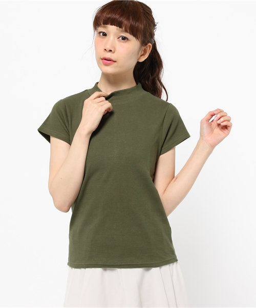 Chico（チコ）の「テレコハイネックフレンチT（Tシャツ/カットソー・レディース・モスグリーン/ホワイト/グレー・FREE）」の11枚目の写真