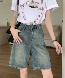 YUGA_YGMC ハイウエスト ハーフデニムパンツ
