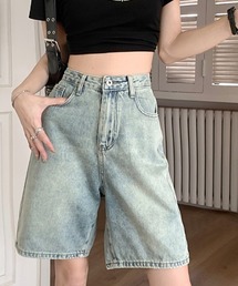 YUGA_YGMC ハイウエスト ハーフデニムパンツ