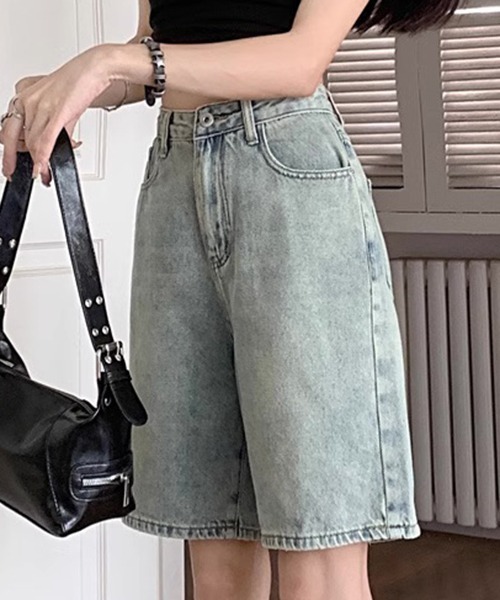 FREE STYLISTS(フリー スタイリスト)の「YUGA_YGMC ハイウエスト ハーフデニムパンツ(デニムパンツ・レディース・インディゴブルー/ブルー・S/M/L/XL)」の3枚目の写真