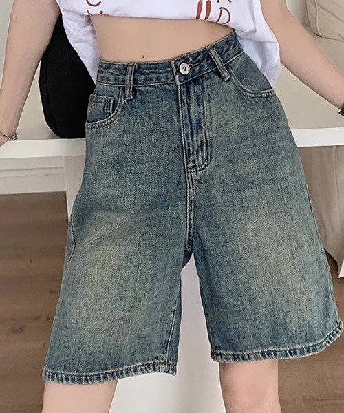 FREE STYLISTS(フリー スタイリスト)の「YUGA_YGMC ハイウエスト ハーフデニムパンツ(デニムパンツ・レディース・インディゴブルー/ブルー・S/M/L/XL)」の7枚目の写真