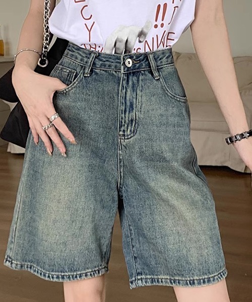 FREE STYLISTS(フリー スタイリスト)の「YUGA_YGMC ハイウエスト ハーフデニムパンツ(デニムパンツ・レディース・インディゴブルー/ブルー・S/M/L/XL)」の21枚目の写真