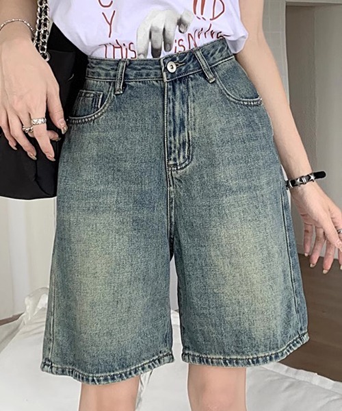 FREE STYLISTS(フリー スタイリスト)の「YUGA_YGMC ハイウエスト ハーフデニムパンツ(デニムパンツ・レディース・インディゴブルー/ブルー・S/M/L/XL)」の14枚目の写真