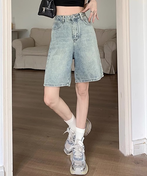 FREE STYLISTS(フリー スタイリスト)の「YUGA_YGMC ハイウエスト ハーフデニムパンツ(デニムパンツ・レディース・インディゴブルー/ブルー・S/M/L/XL)」の4枚目の写真