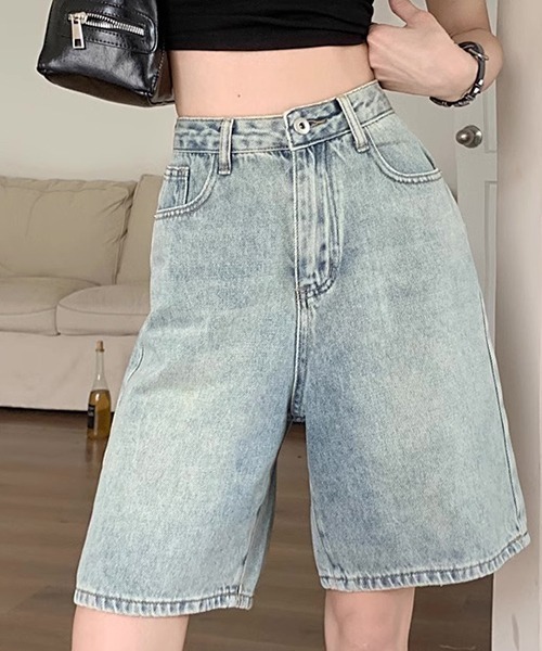 FREE STYLISTS(フリー スタイリスト)の「YUGA_YGMC ハイウエスト ハーフデニムパンツ(デニムパンツ・レディース・インディゴブルー/ブルー・S/M/L/XL)」の11枚目の写真