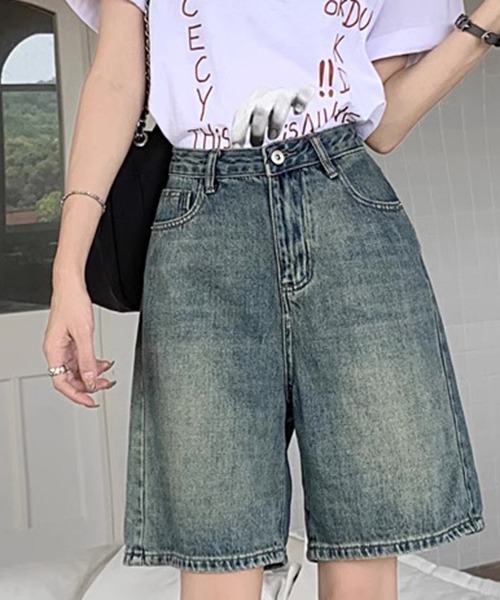 FREE STYLISTS(フリー スタイリスト)の「YUGA_YGMC ハイウエスト ハーフデニムパンツ(デニムパンツ・レディース・インディゴブルー/ブルー・S/M/L/XL)」の22枚目の写真