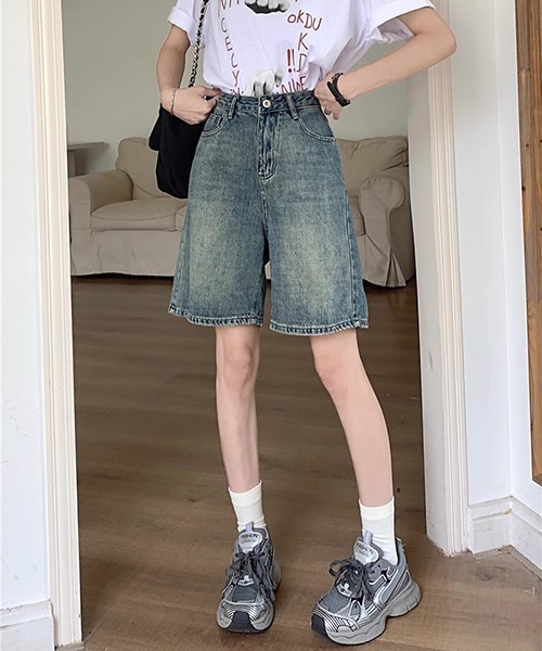 FREE STYLISTS(フリー スタイリスト)の「YUGA_YGMC ハイウエスト ハーフデニムパンツ(デニムパンツ・レディース・インディゴブルー/ブルー・S/M/L/XL)」の15枚目の写真