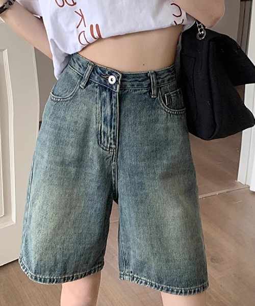 FREE STYLISTS(フリー スタイリスト)の「YUGA_YGMC ハイウエスト ハーフデニムパンツ(デニムパンツ・レディース・インディゴブルー/ブルー・S/M/L/XL)」の19枚目の写真