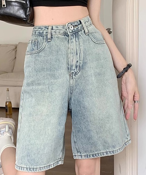 FREE STYLISTS(フリー スタイリスト)の「YUGA_YGMC ハイウエスト ハーフデニムパンツ(デニムパンツ・レディース・インディゴブルー/ブルー・S/M/L/XL)」の9枚目の写真