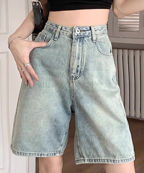 FREE STYLISTS(フリー スタイリスト)の「YUGA_YGMC ハイウエスト ハーフデニムパンツ(デニムパンツ・レディース・インディゴブルー/ブルー・S/M/L/XL)」の12枚目の写真