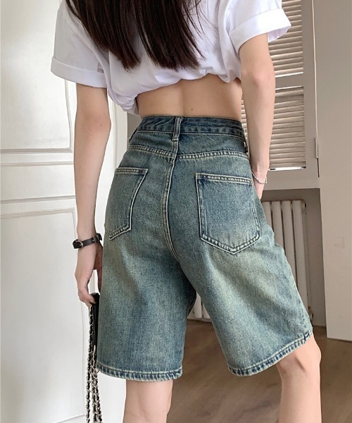 FREE STYLISTS(フリー スタイリスト)の「YUGA_YGMC ハイウエスト ハーフデニムパンツ(デニムパンツ・レディース・インディゴブルー/ブルー・S/M/L/XL)」の6枚目の写真