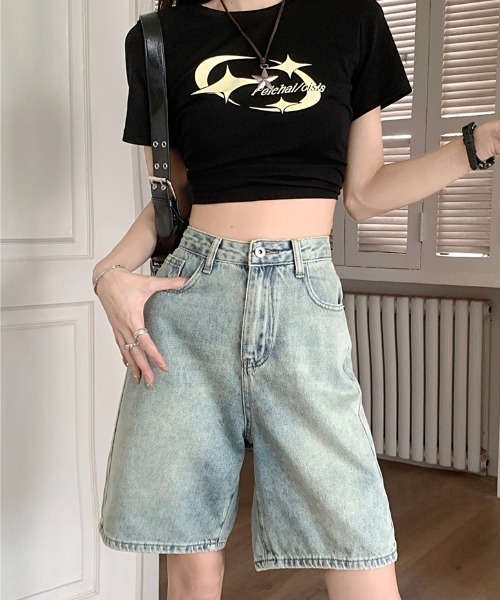 FREE STYLISTS(フリー スタイリスト)の「YUGA_YGMC ハイウエスト ハーフデニムパンツ(デニムパンツ・レディース・インディゴブルー/ブルー・S/M/L/XL)」の20枚目の写真