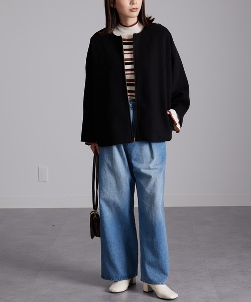 RANAN（ラナン）の「ウールライクコクーンシルエットコート（その他アウター・レディース・ベージュ系1/ブルー/ブラック・L/LL/M）」の19枚目の写真