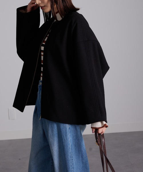 RANAN（ラナン）の「ウールライクコクーンシルエットコート（その他アウター・レディース・ベージュ系1/ブルー/ブラック・L/LL/M）」の7枚目の写真