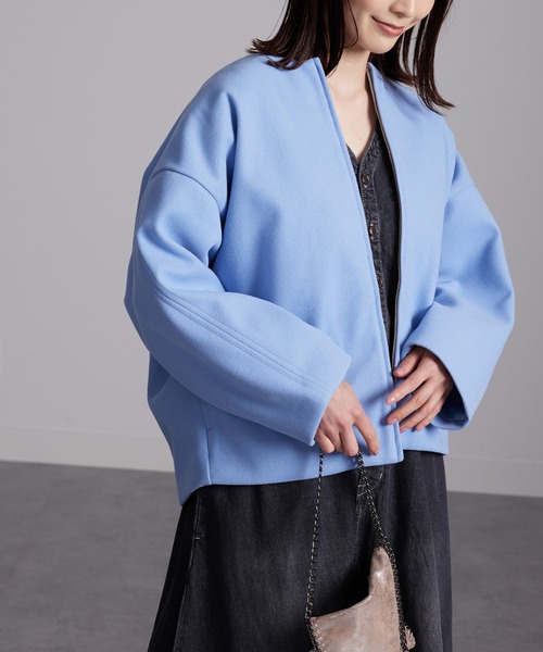 RANAN（ラナン）の「ウールライクコクーンシルエットコート（その他アウター・レディース・ベージュ系1/ブルー/ブラック・L/LL/M）」の6枚目の写真