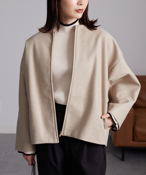 RANAN（ラナン）の「ウールライクコクーンシルエットコート（その他アウター・レディース・ベージュ系1/ブルー/ブラック・L/LL/M）」の16枚目の写真