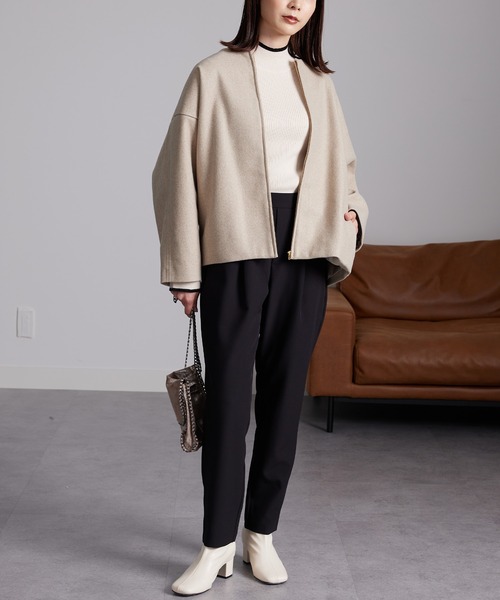 RANAN（ラナン）の「ウールライクコクーンシルエットコート（その他アウター・レディース・ベージュ系1/ブルー/ブラック・L/LL/M）」の20枚目の写真