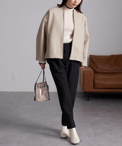 RANAN（ラナン）の「ウールライクコクーンシルエットコート（その他アウター・レディース・ベージュ系1/ブルー/ブラック・L/LL/M）」の5枚目の写真