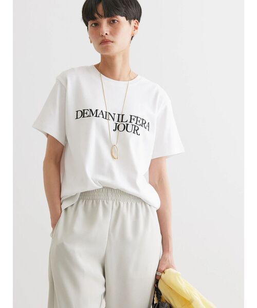 AMERICAN HOLIC（アメリカンホリック）の「刺繍ロゴカットプルオーバー（Tシャツ/カットソー・レディース・オフホワイト/ブラック・L/M）」の5枚目の写真