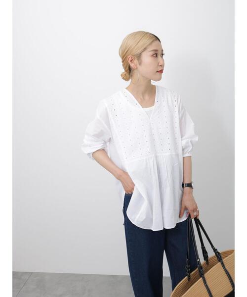 Samansa Mos2 blue（サマンサモスモスブルー）の「◎刺繍ブラウス