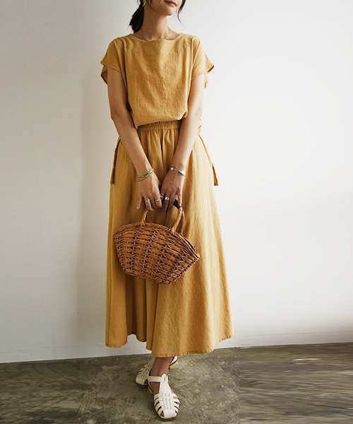 and it_(アンドイット)の「コットンリネンナチュラルセットアップ(セットアップ・レディース・ダークネイビー/キャメル/ナチュラル・L/M)」の5枚目の写真